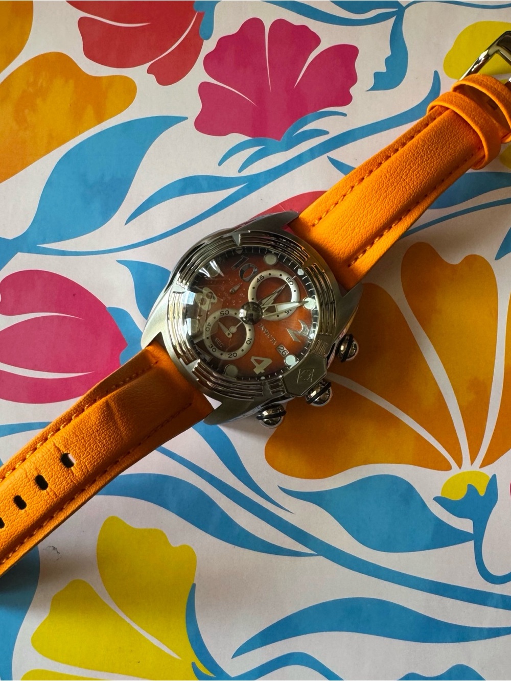 Invicta Men's Orange Dial and Strap Chronograph Watch - Picture 2 of 4